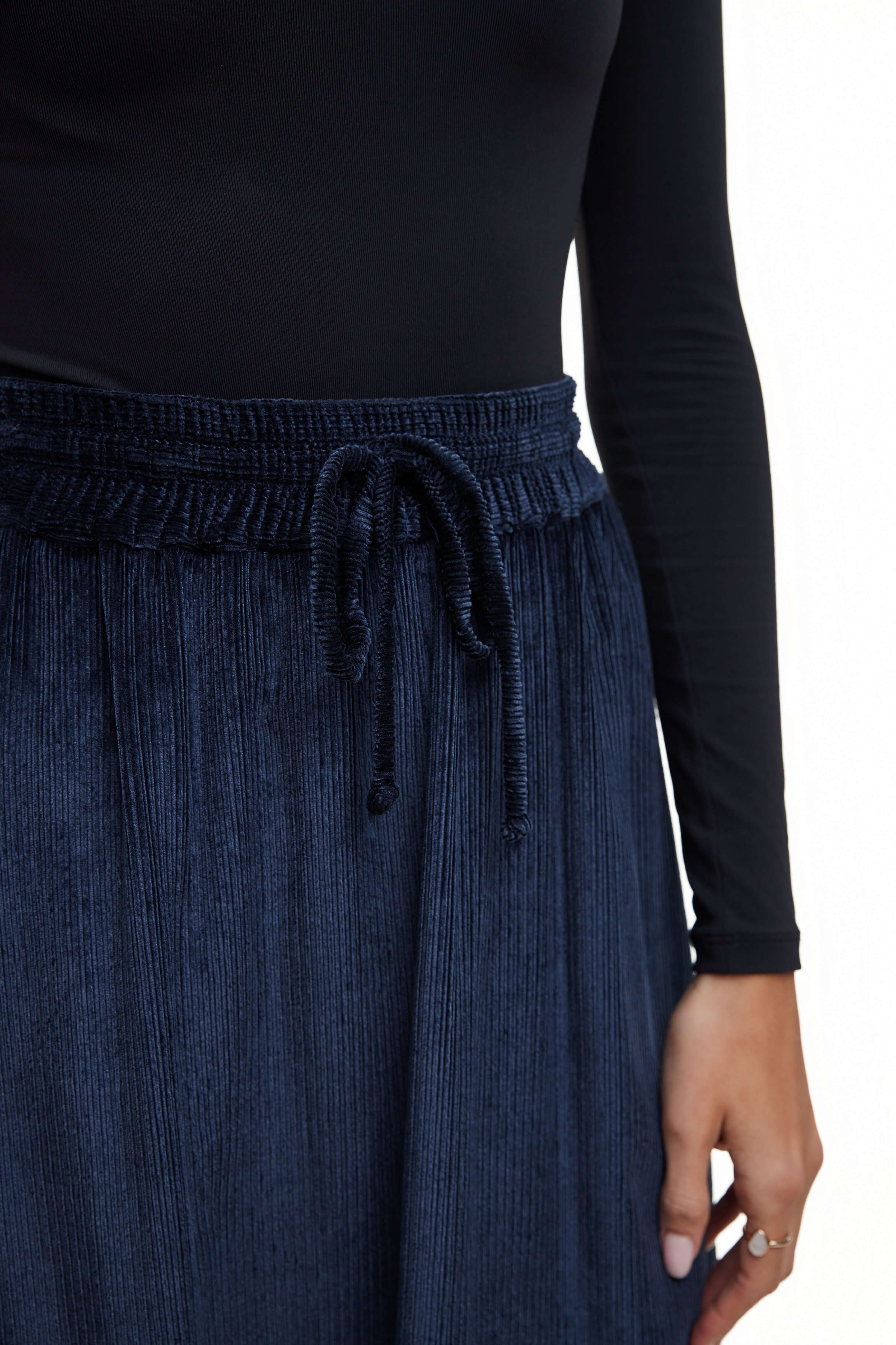 Short Corduroy Cupro Skirt, Navy Cord – Olivvi World