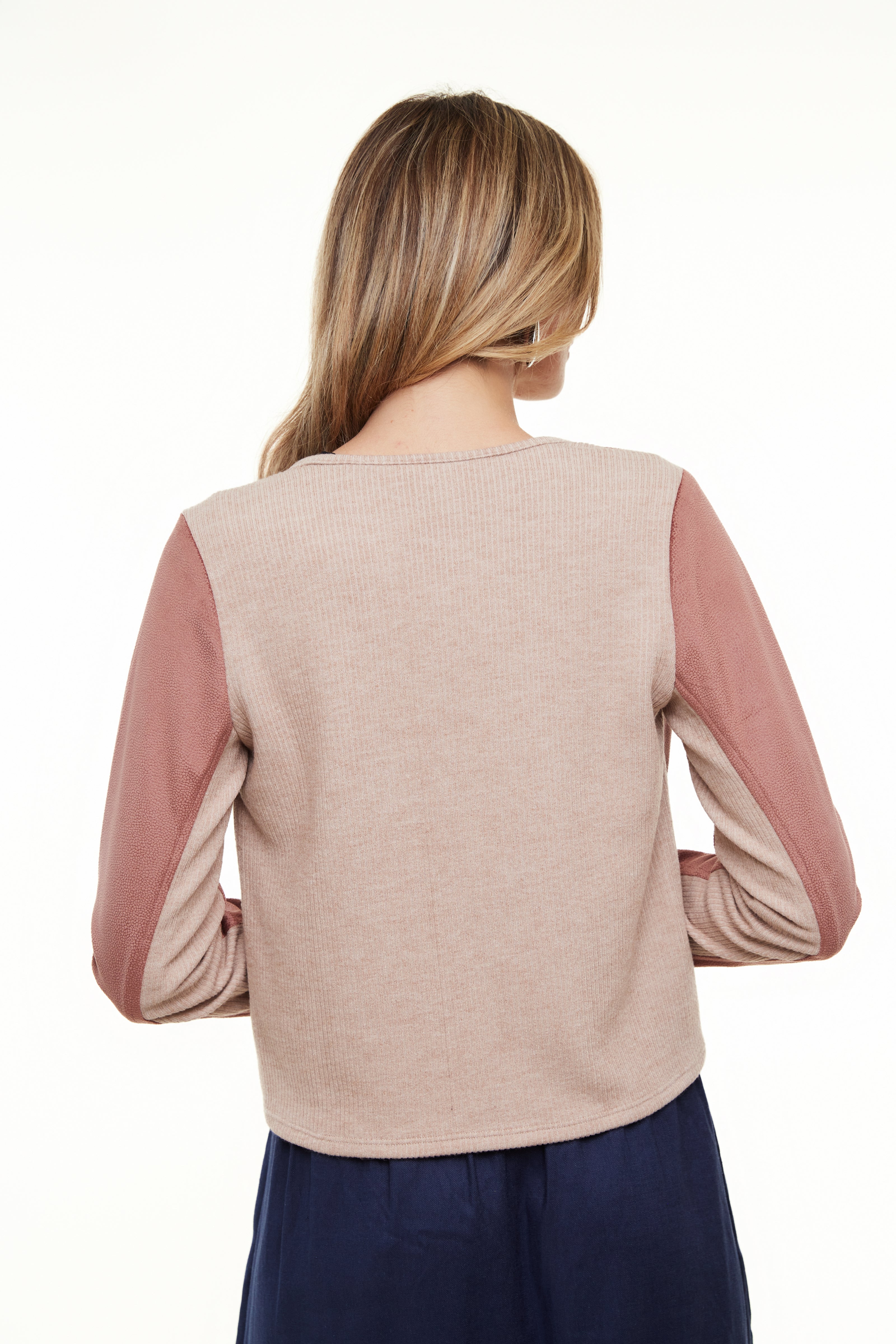 Silvi Suede Bolero for Women, Dusty Pink/Beige - Olivvi World