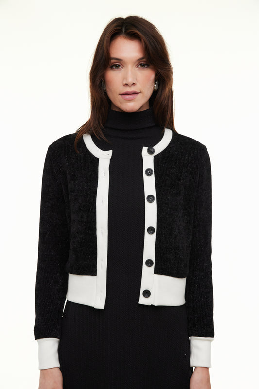 Talia Lux Cardigan, Black/Ivory – Olivvi World 