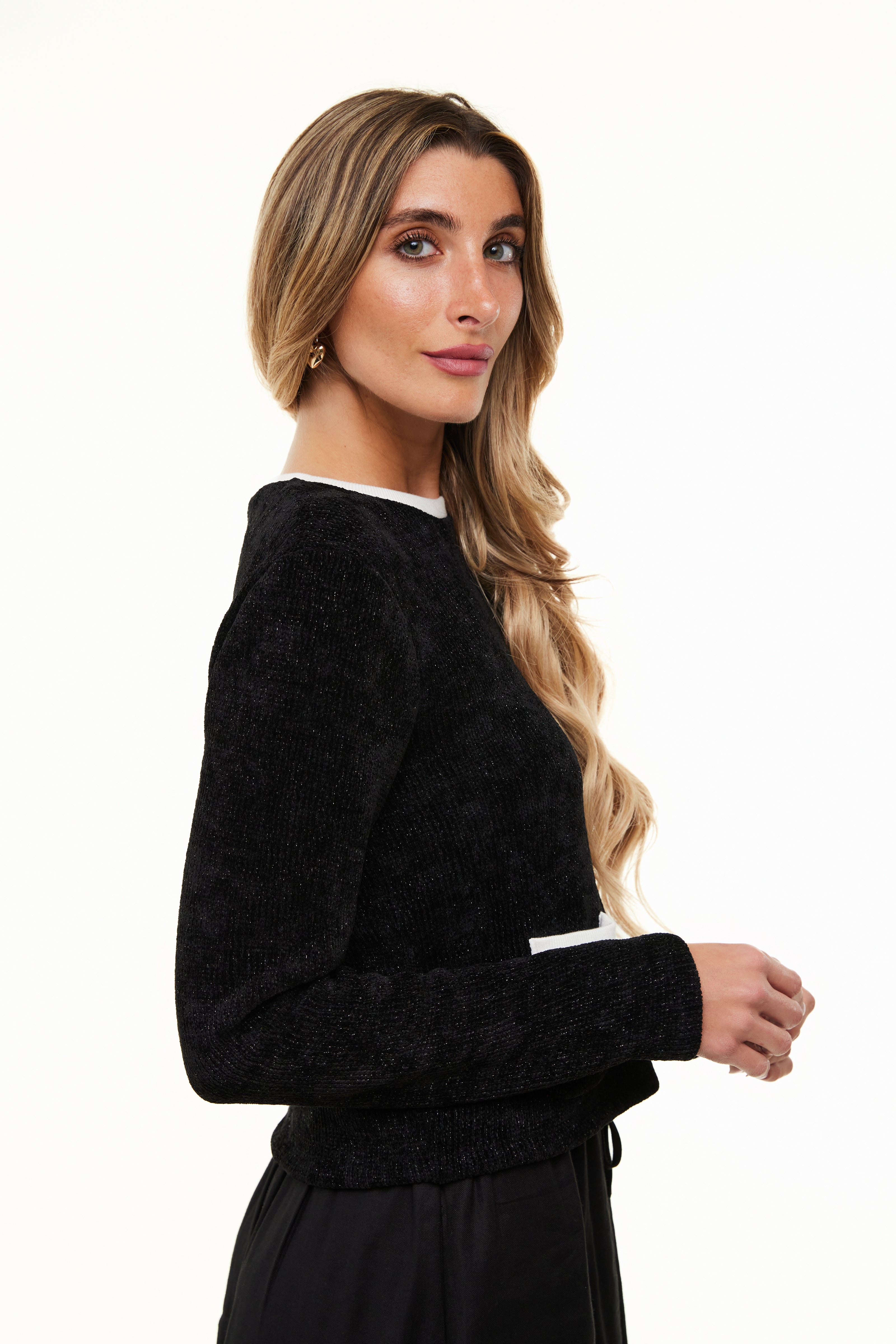 Talia Lux Sweater, Black/Ivory – Olivvi World