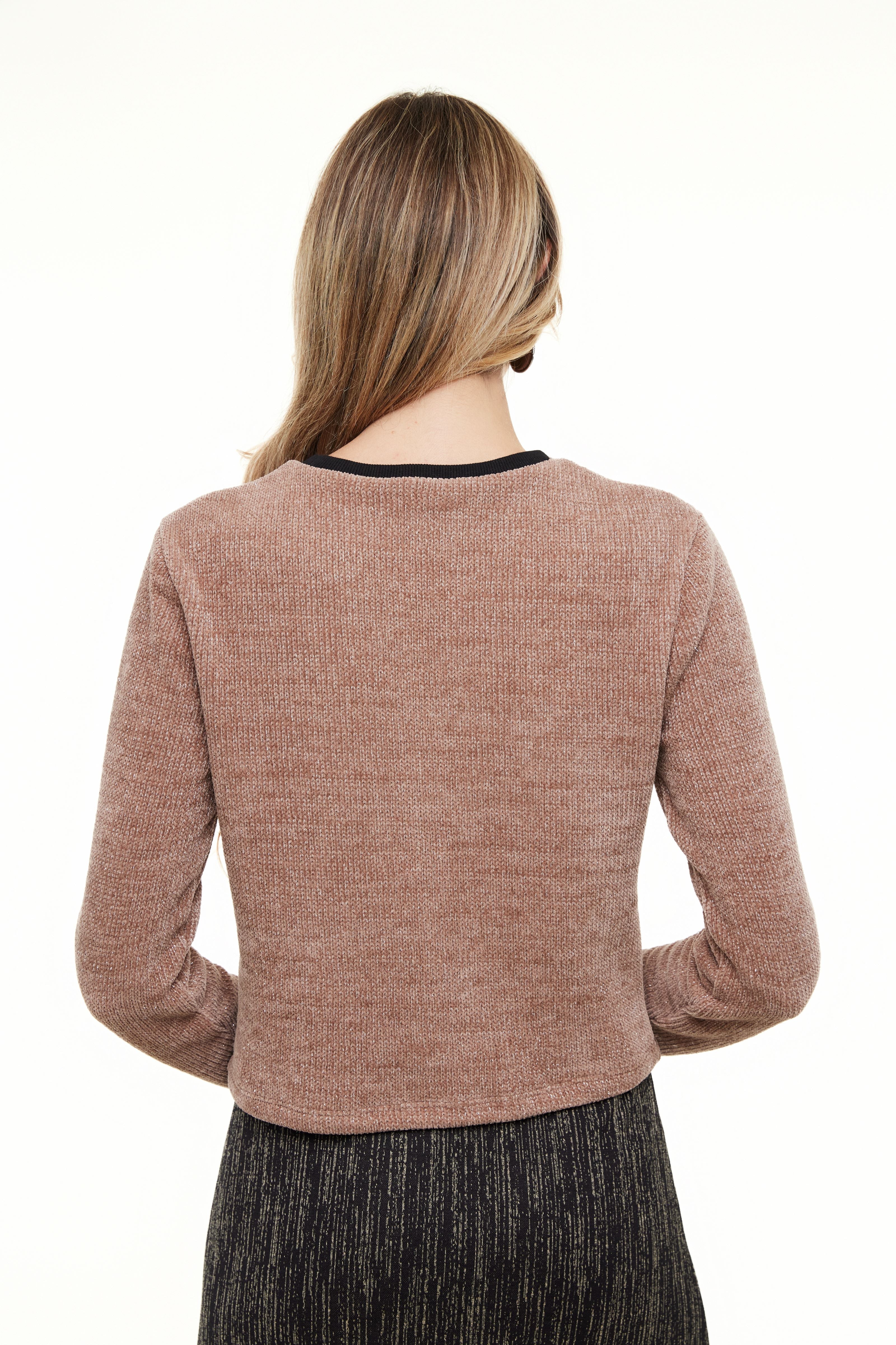 Talia Lux Sweater, Taupe/Black – Olivvi World