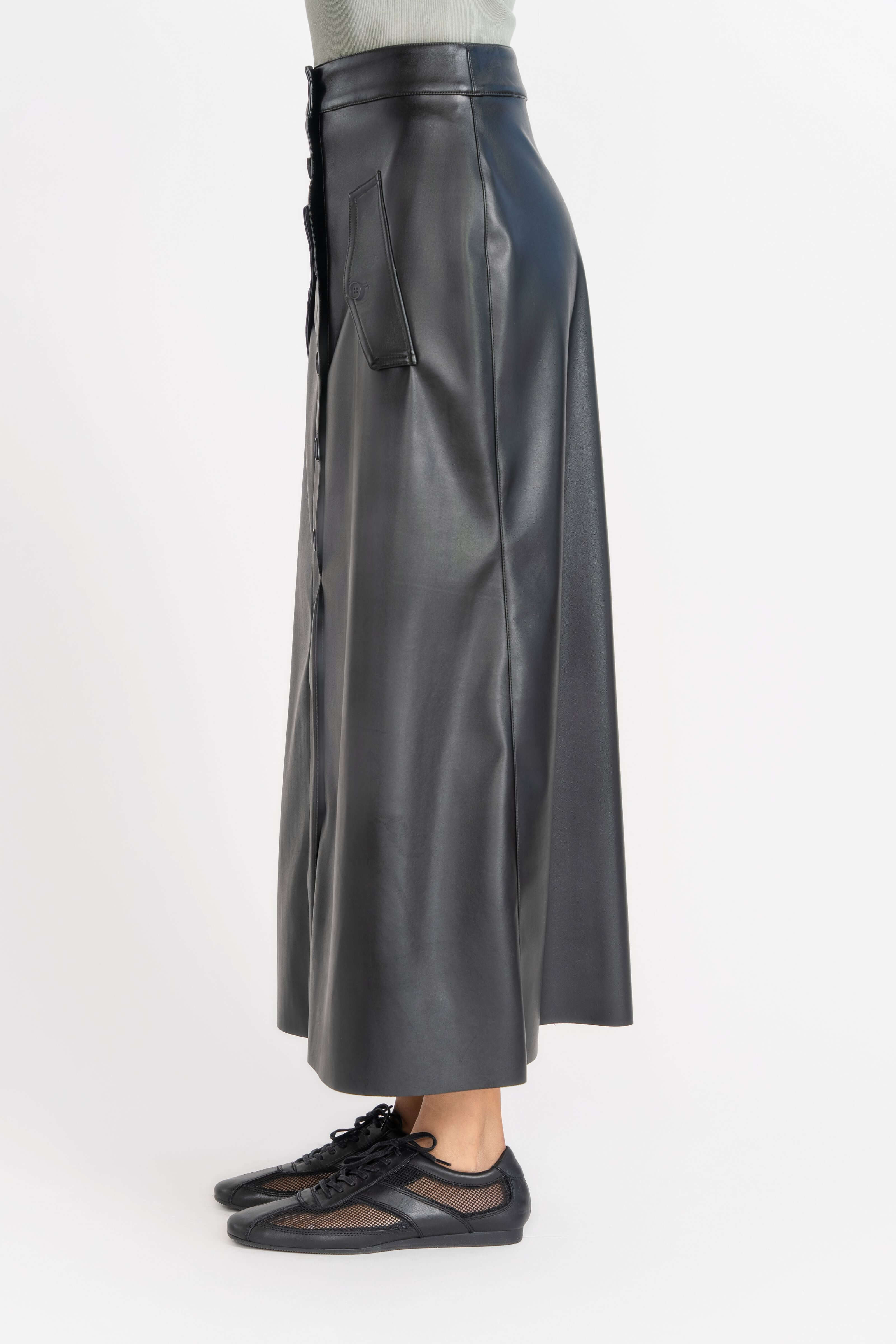 Vegan Leather Maxi Skirt, Black Pleather – Olivvi World