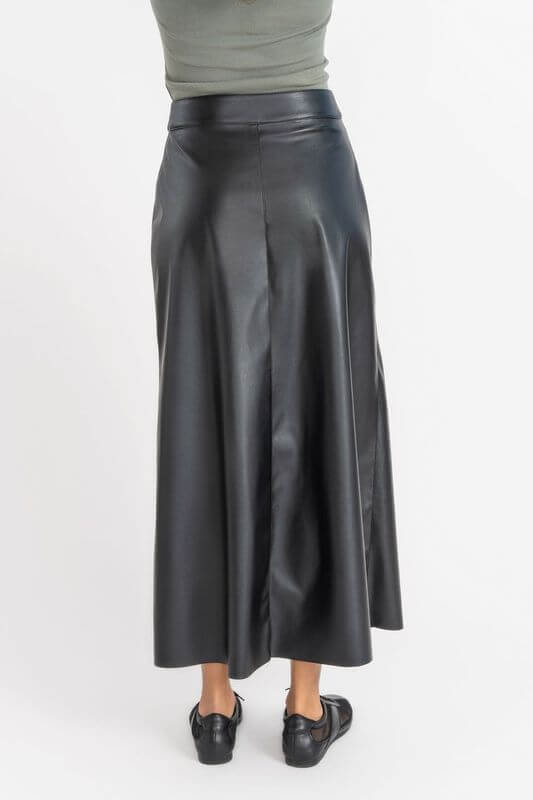 Vegan Leather Maxi Skirt, Black Pleather – Olivvi World