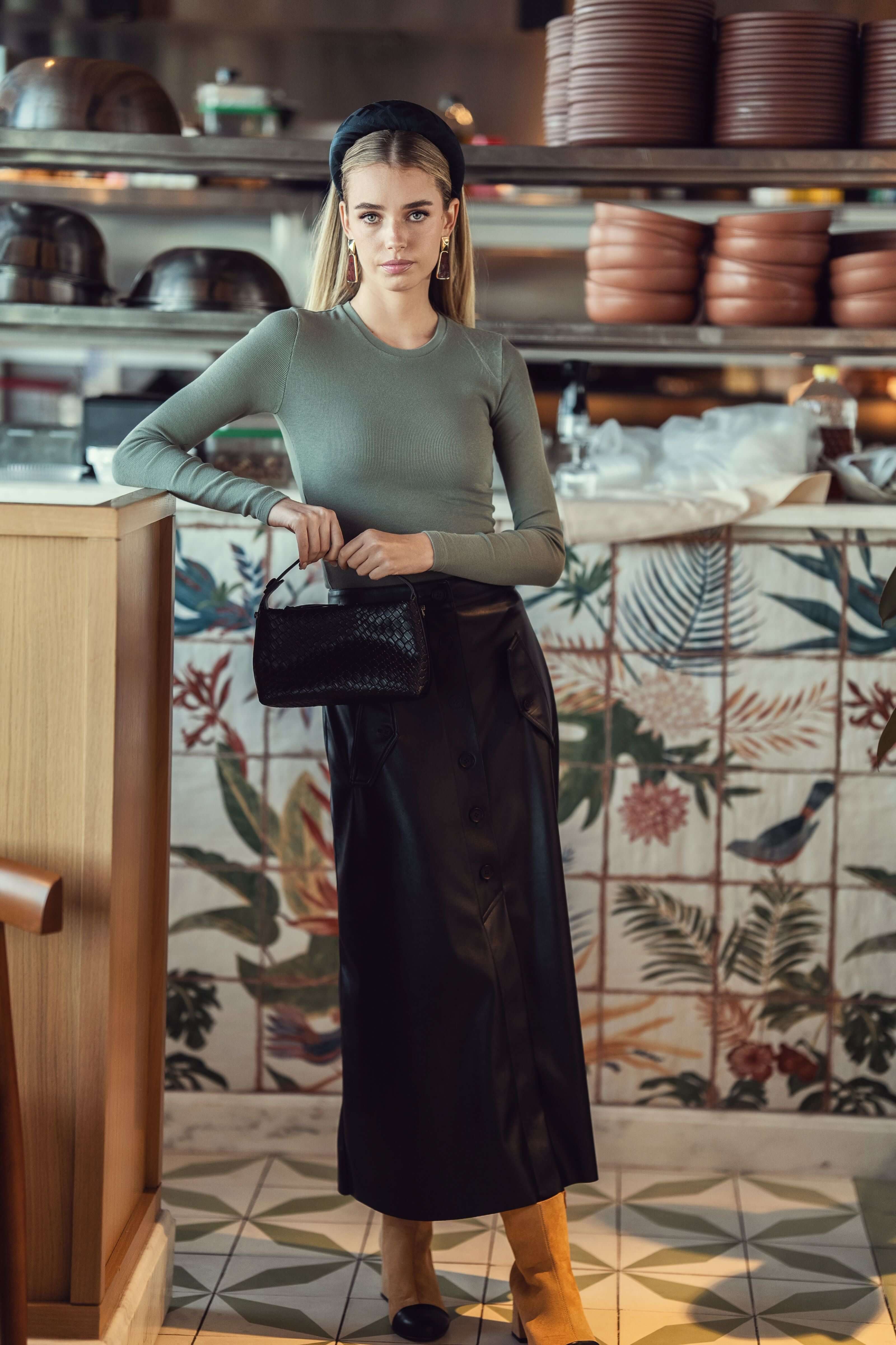 Vegan Leather Maxi Skirt, Black Pleather – Olivvi World