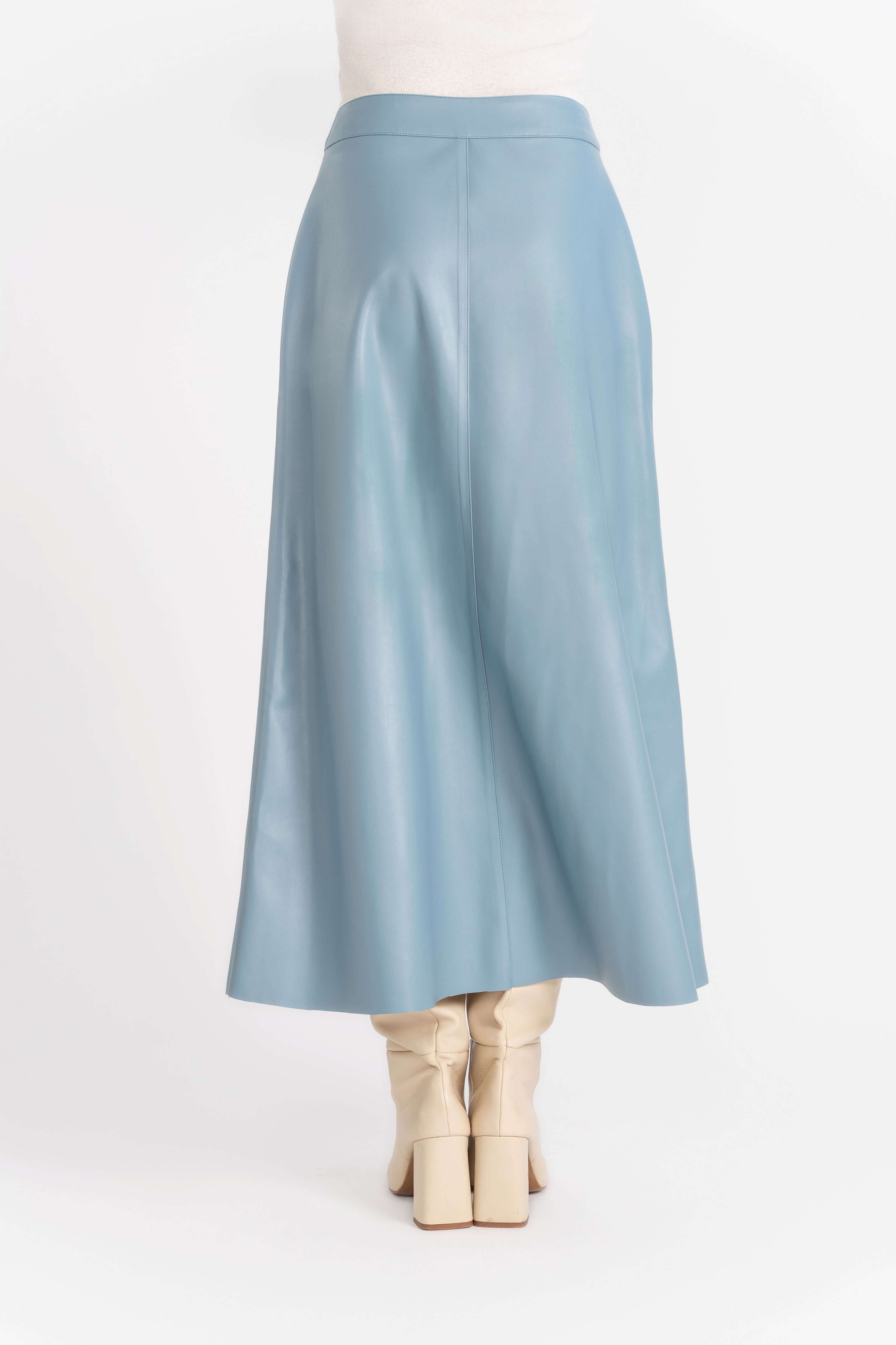 Vegan Leather Maxi Skirt, Light Blue Pleather – Olivvi World