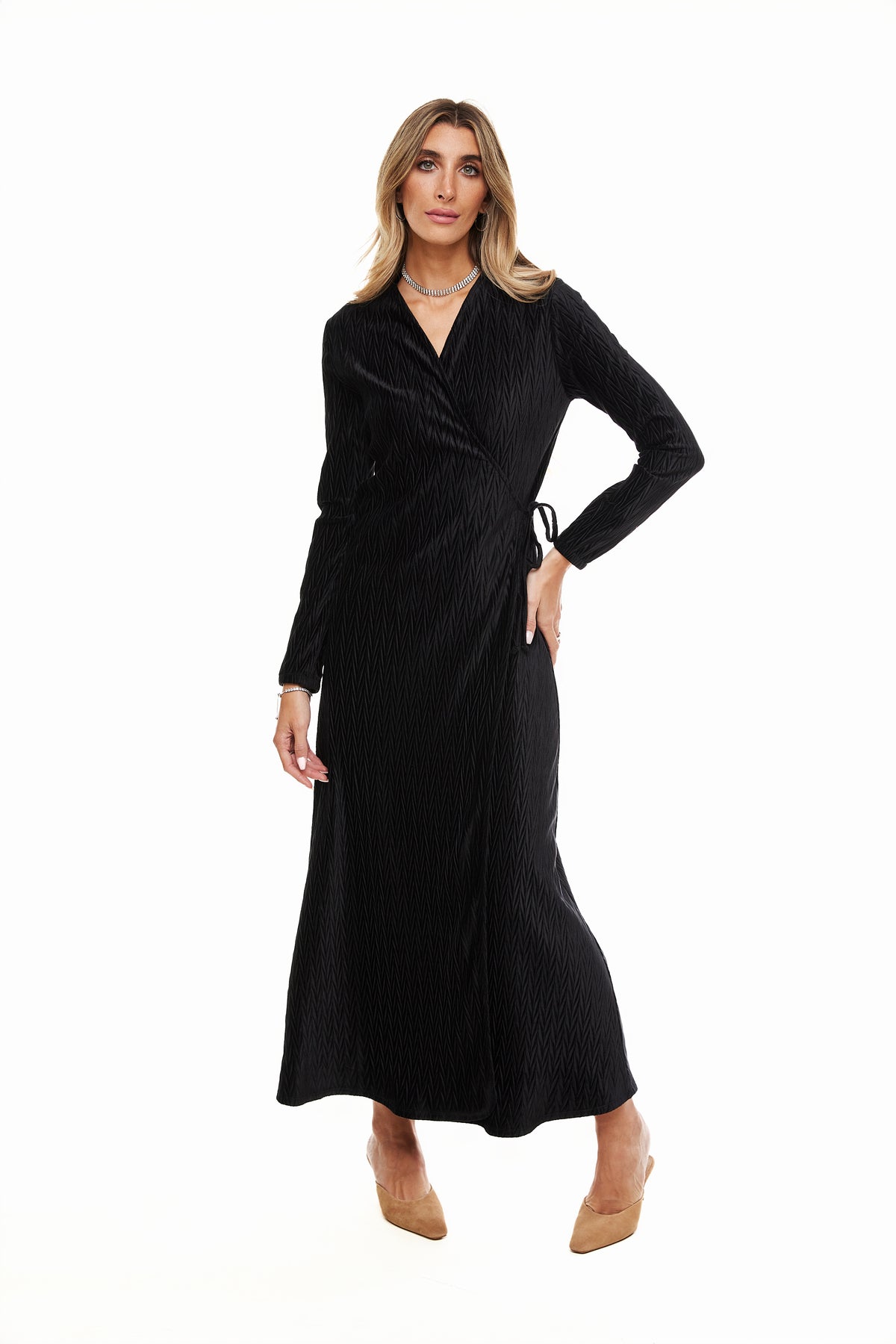 Velvet Side Tie Maxi Dress, Black – Olivvi World