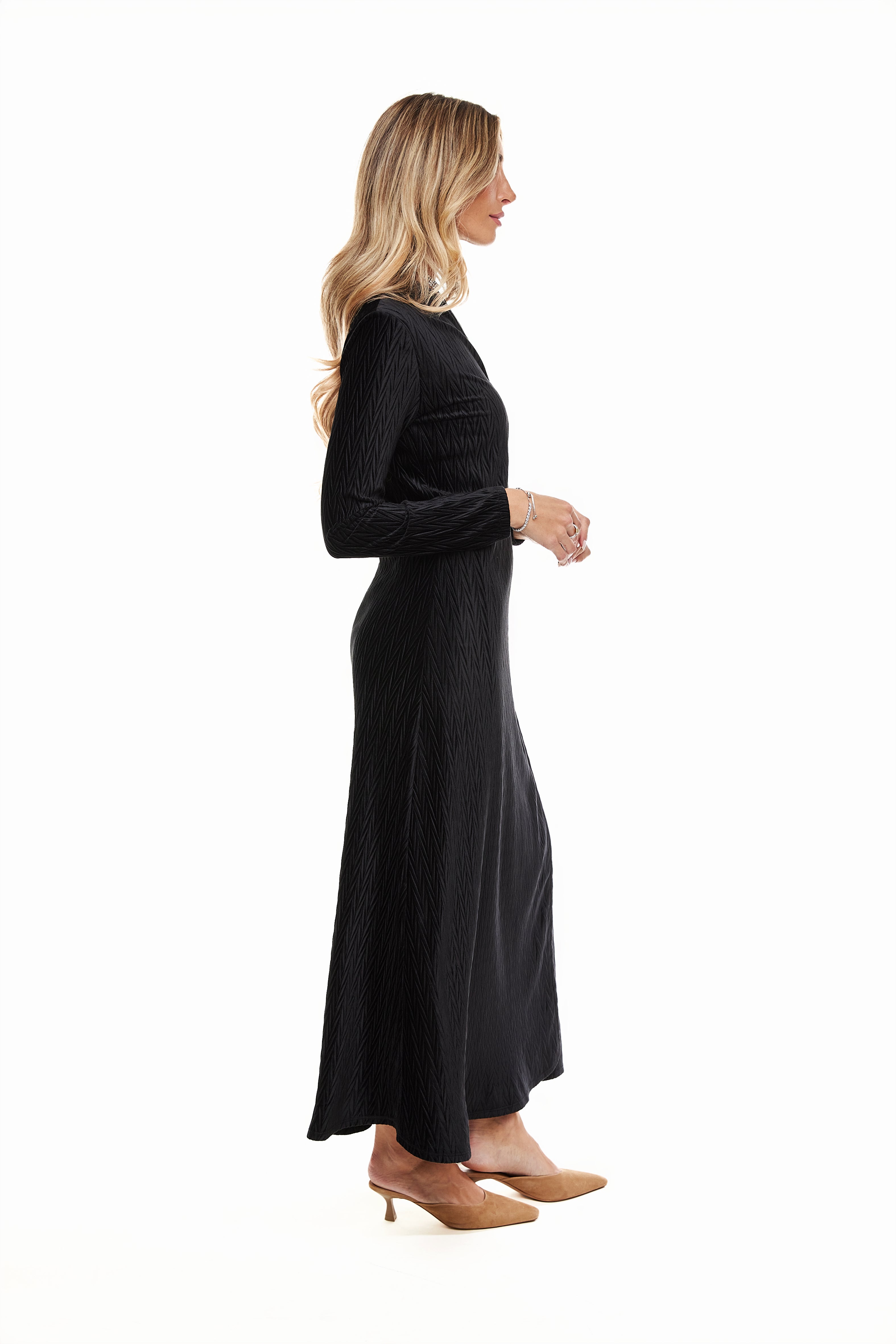 Velvet Side Tie Maxi Dress, Black – Olivvi World