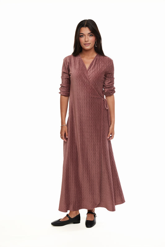 Velvet Side Tie Maxi Dress, Dusty Pink – Olivvi World