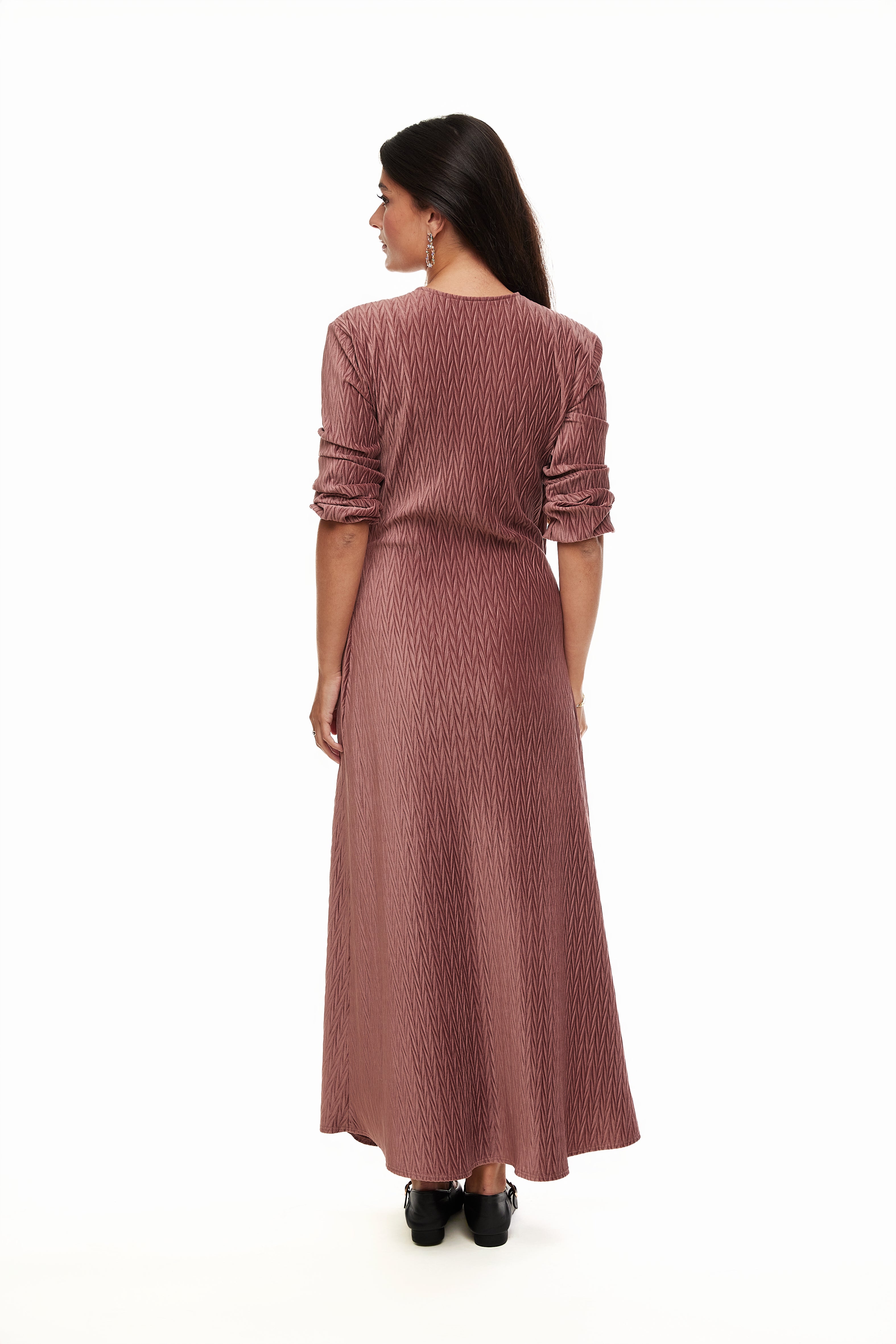 Velvet Side Tie Maxi Dress, Dusty Pink – Olivvi World