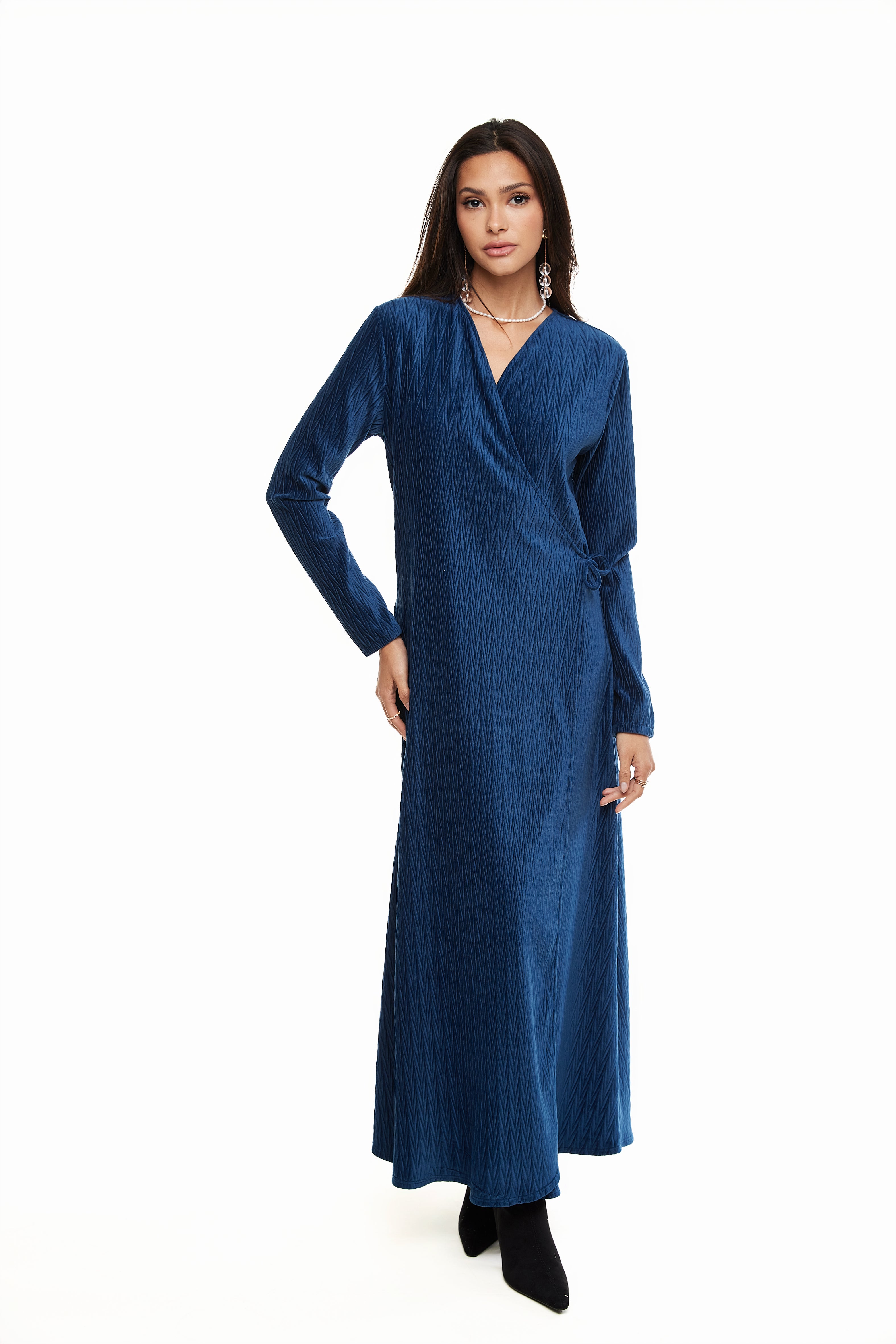 Velvet Side Tie Maxi Dress, Royal Blue – Olivvi World